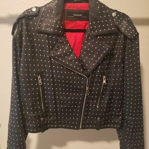 NWOT Real Leather studded ZARA Jacket Size M Oversized